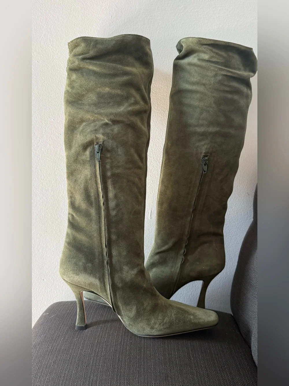 STAUD Olive Suede Over-the-Knee Boots Size 39 New With Box
